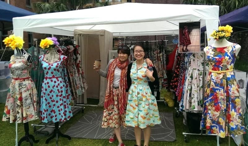 Jenny and Ly at a Number 9 Fashion Vintage Dress Market