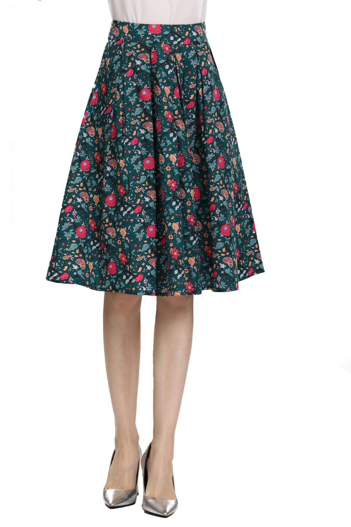 High waisted pleated skirt vine shop