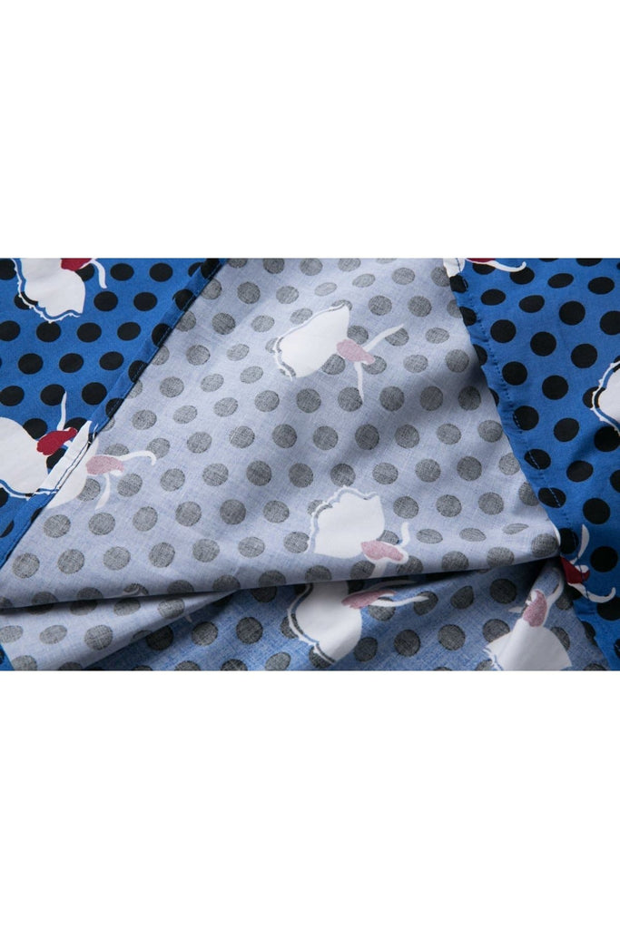 Blue and Black Polka Dot Dancing Girl A Line Skirt