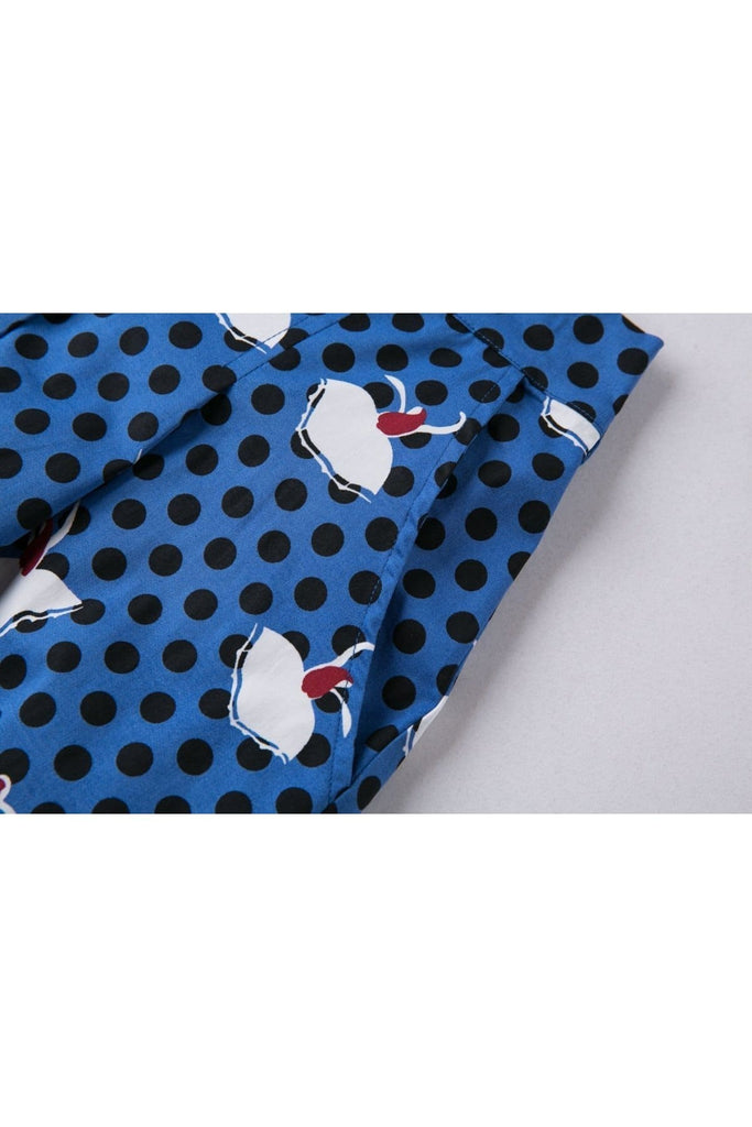 Blue and Black Polka Dot Dancing Girl A Line Skirt