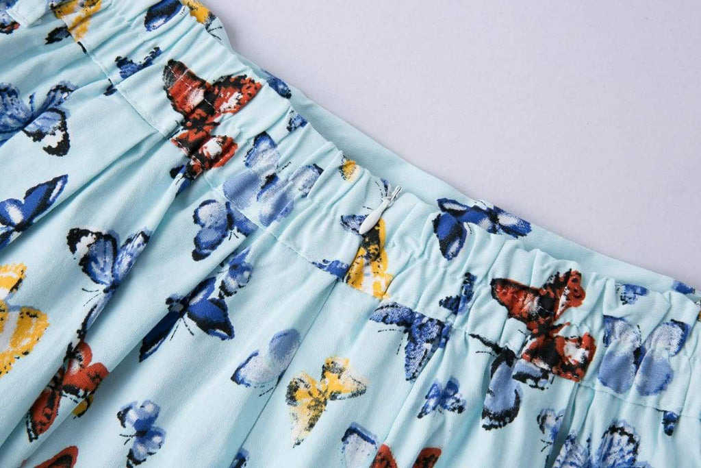 Butterfly Blue A-line Cotton Skirt