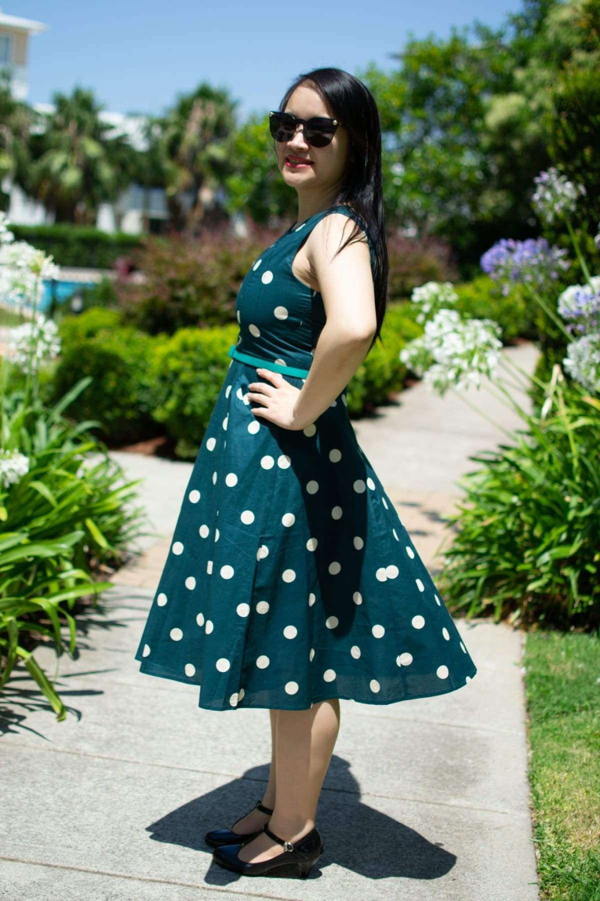 Polka dot dress with pockets discount