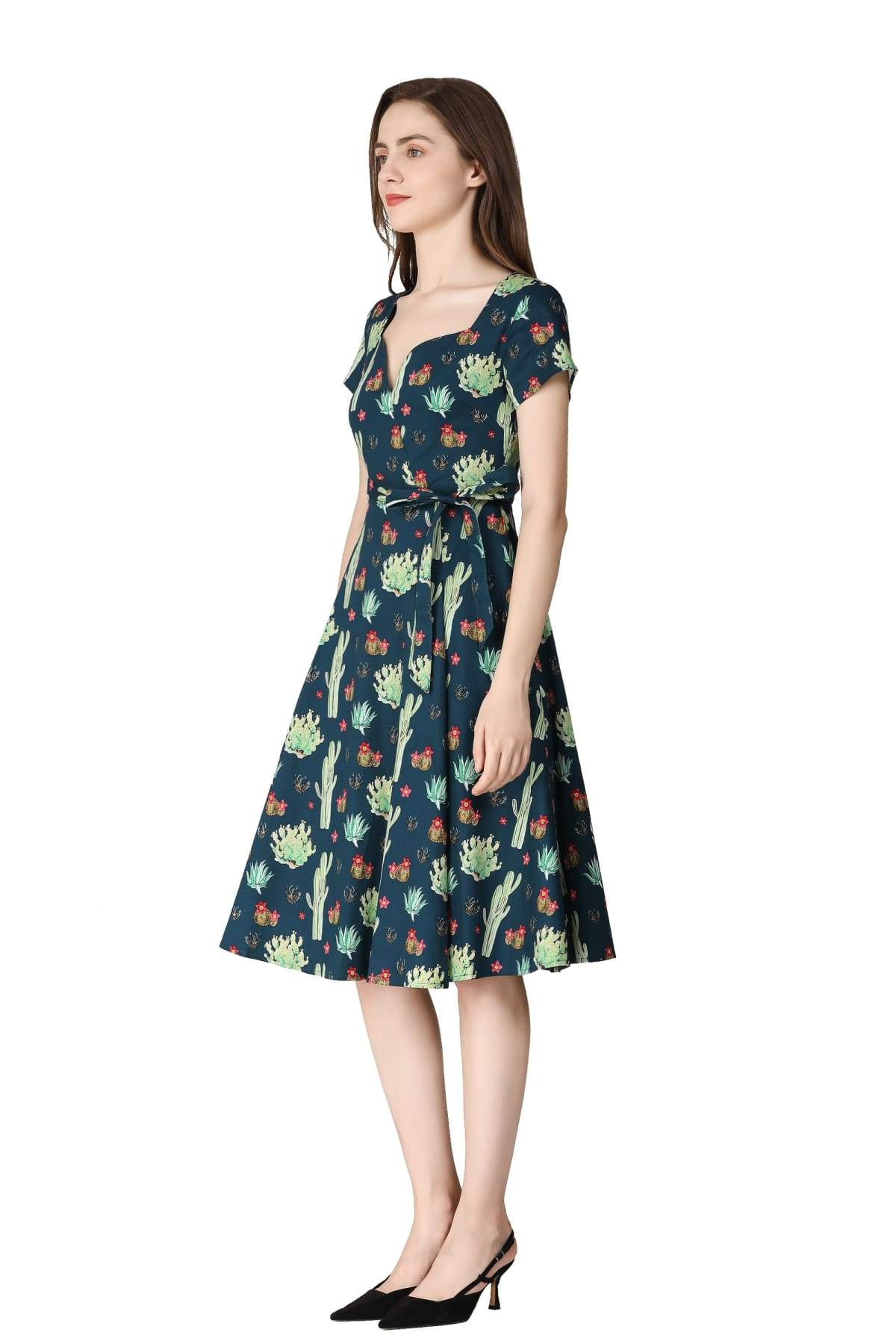 slim fit dress slacks Dark Green Shirt Dress With Belt In Organic Cotton main image 1