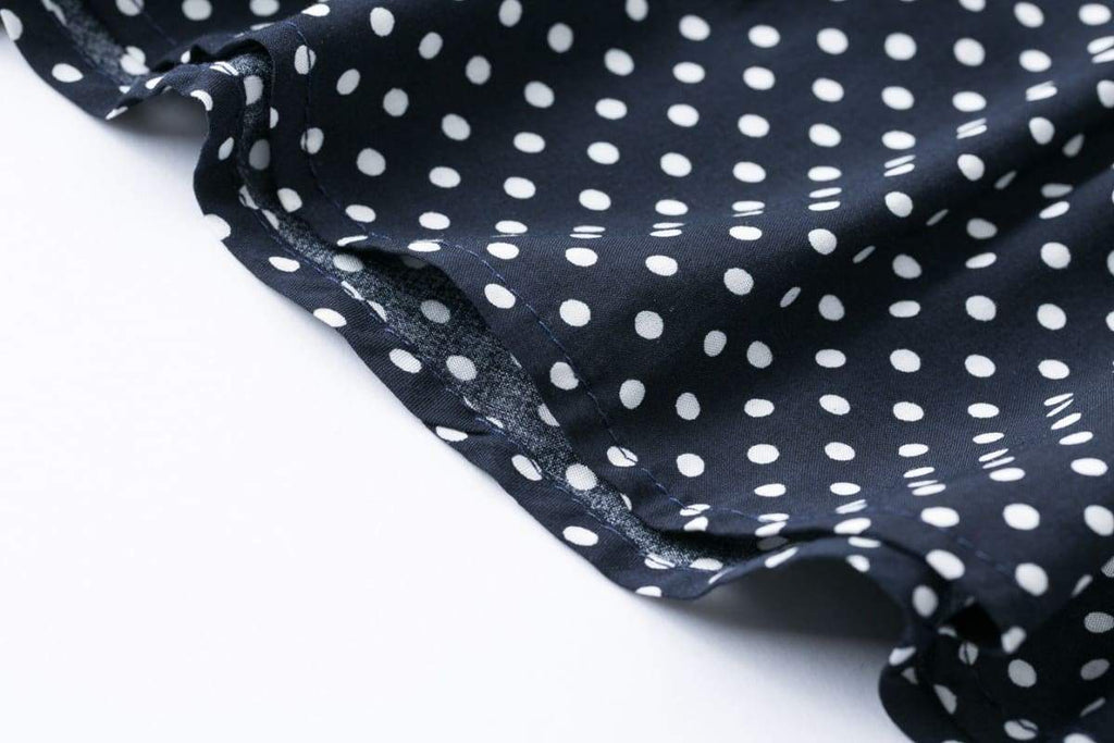 Dark Navy White Polka Dot Vintage Dress