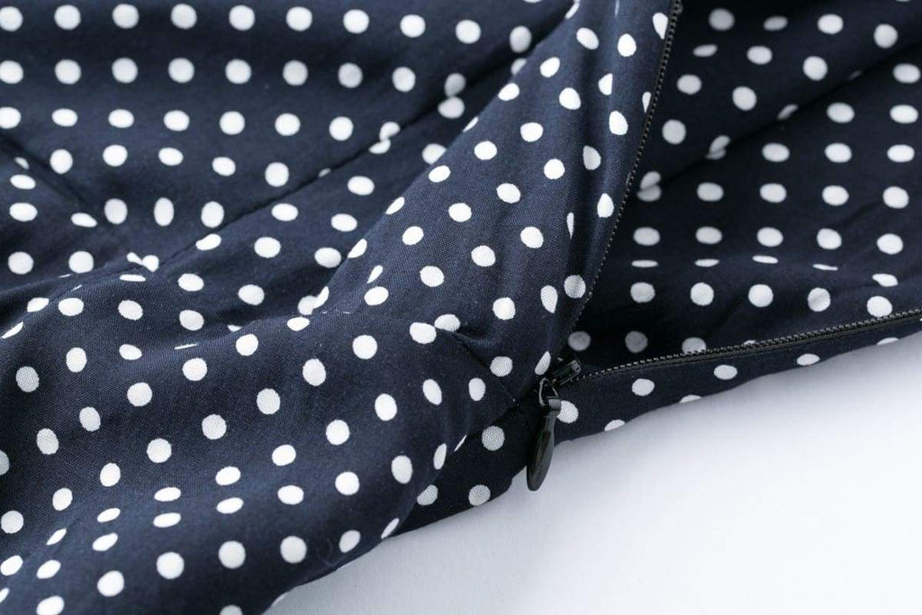 Dark Navy White Polka Dot Vintage Dress