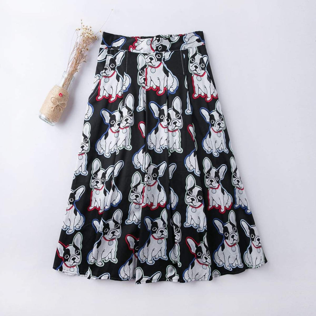 French Bulldog A-Line Skirt