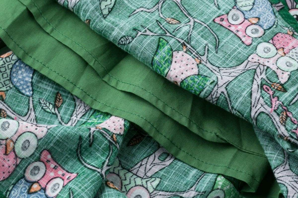 Green Fun Winking Owl Collared T-Shirt Vintage Dress