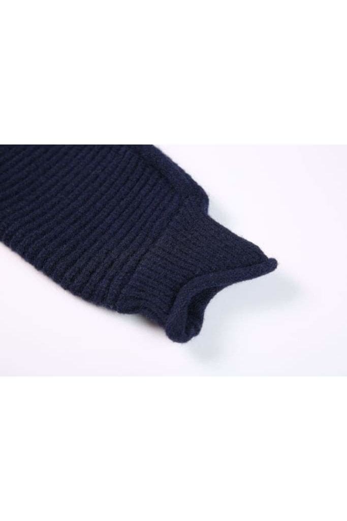 Knitted Navy Cable Tie Detail Jacket with Pockets