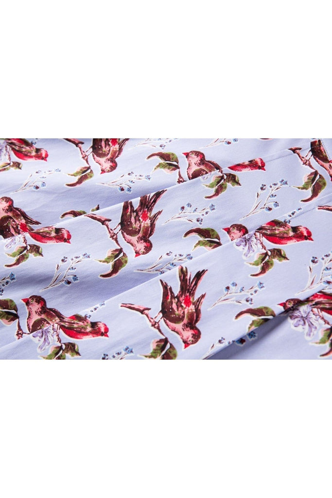 Lavender with Red Robins A Line Skirt