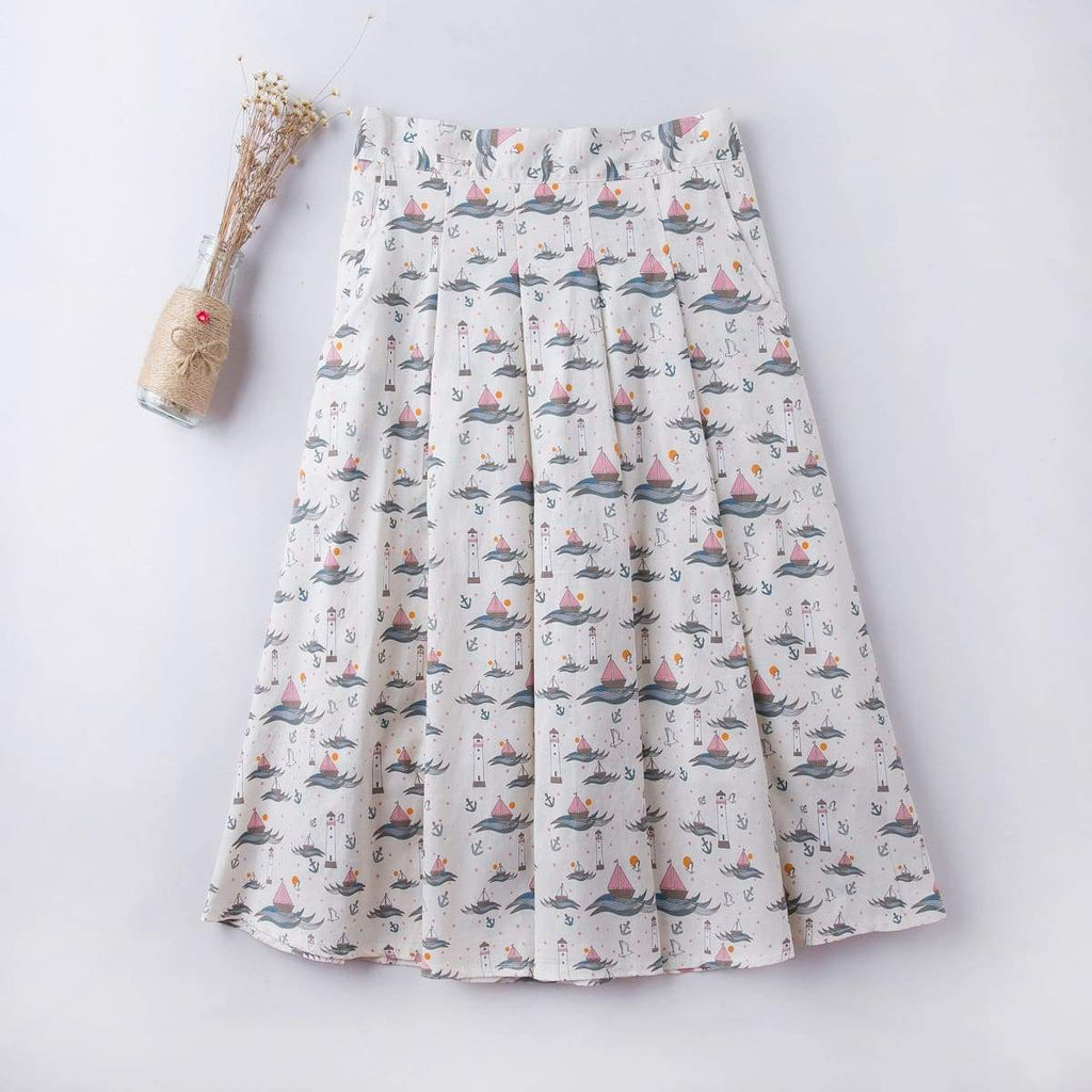 Nautical Sailing Boats A-Line Skirt