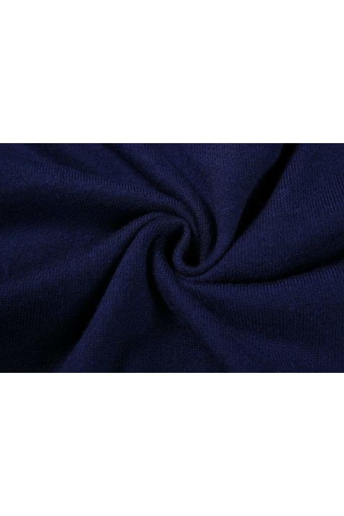 Wool Blend Bouquet Embroidered Navy Embellished Cardigan